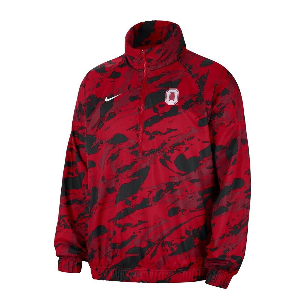 Nike‎ Ohio State Buckeyes Windrunner Anorak Half-Zip Jacket Red Black LARGE NWT